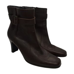 Franco Fortini Women's Leigh Brown Leather Heeled Boots Size 7.5M